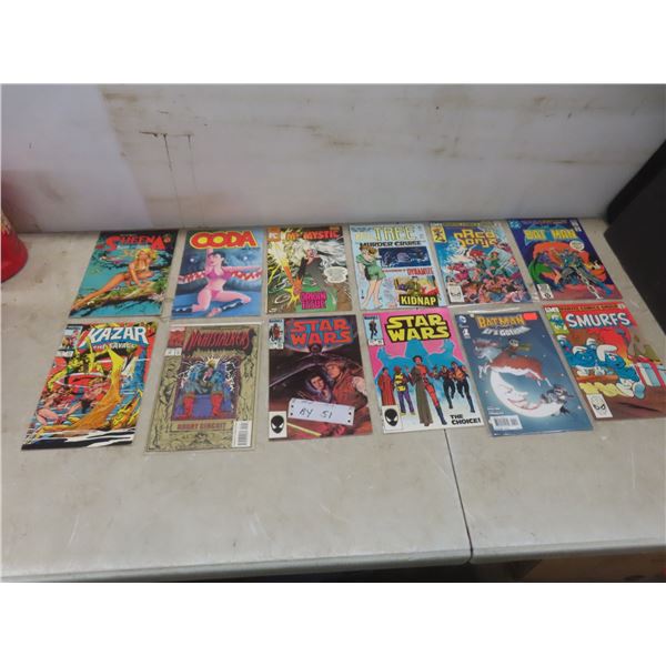 12 Comics 75¢–2.25: Sheena, Red Sonja, Batman, Kazar and Star Wars