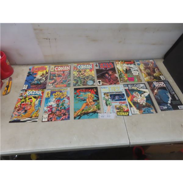 12 Comics 25¢–2.75: Blackhawk, Conan, Star Wars, Hellstrom and Red Sonja Excellent Condition