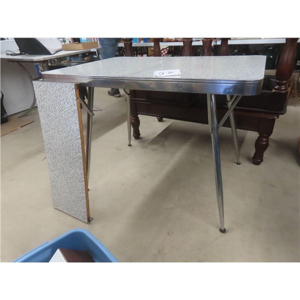 Vintage Table with Chrome Legs 31" x 42"  Plus 11 1/2" Leaf