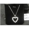 Image 1 : New Platinum-Plated 2.4 TCW Simulated Diamond (CZ) Heart Necklace Adjustable 16"-18" Long