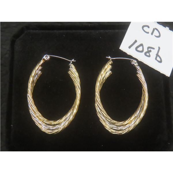 New Platinum and 18K Gold-Plated 38.0 mm Triple Hoop Earrings