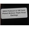 Image 6 : New Platinum and 18K Gold-Plated 38.0 mm Triple Hoop Earrings