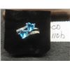 Image 1 : New Platinum-Plated 1.0 TCW Heart-Cut Blue Simulated Diamond (CZ) Channel Ring Size 8