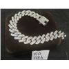 Image 1 : New Platinum-Plated 14.0 mm Iced-Out Cuban Link Bracelet 8" Long
