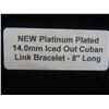 Image 8 : New Platinum-Plated 14.0 mm Iced-Out Cuban Link Bracelet 8" Long