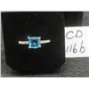 Image 1 : New Platinum-Plated 2.0 ct Cushion-Cut Blue Simulated Diamond (CZ) Channel Ring Size 8