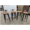 Image 1 : Four Metal and Wood Industrial-Style Bar Stools