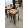 Image 2 : Four Metal and Wood Industrial-Style Bar Stools