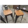 Image 3 : Four Metal and Wood Industrial-Style Bar Stools