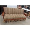 Image 1 : Wood-Frame Sofa with Striped Upholstery and Skirted Base 78" Wide