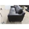 Image 2 : Black Leather/Leather Style Three-Seat Sofa 82" Wide