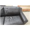 Image 3 : Black Leather/Leather Style Three-Seat Sofa 82" Wide