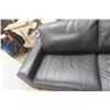 Image 4 : Black Leather/Leather Style Three-Seat Sofa 82" Wide