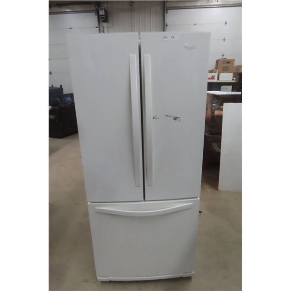 Whirlpool French Door Refrigerator with Bottom Freezer 68" x 30" x 31" - Scratch in Picture