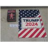 Image 1 : Trump 2024 Flag 18" x 24" and Factory-Sealed Card Game
