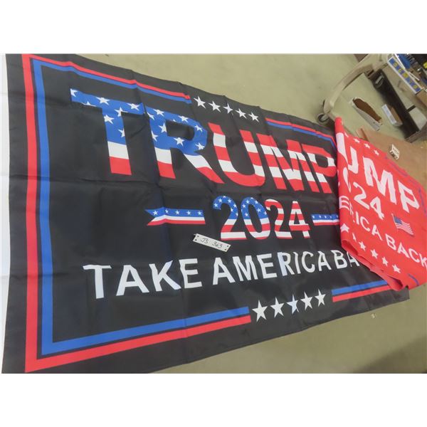 2 New Trump Flags 36" x 59" and 34" x 57"