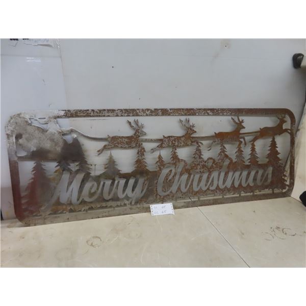 Metal Laser-Cut "Merry Christmas" Sign 19" x 55"