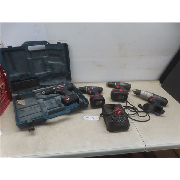 Bosch Cordless Drill/Driver and Hammer Drill 14.4V and 18V with Charger, 3 Batteries, and Case