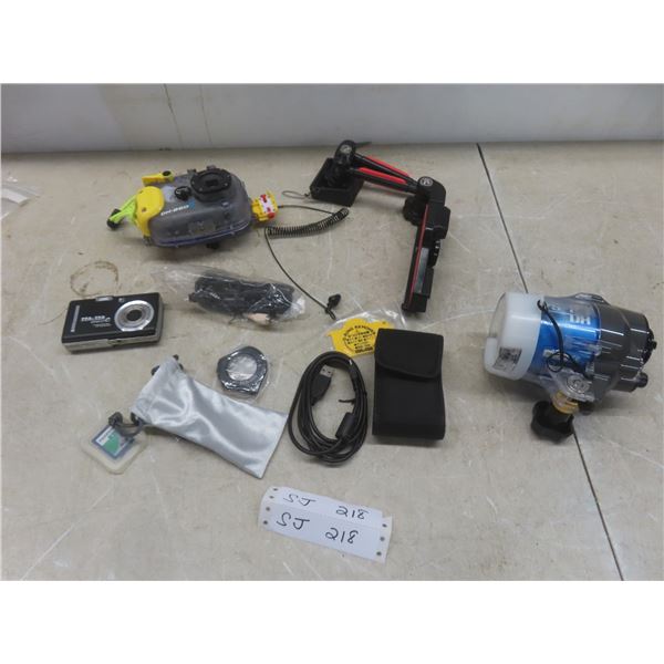 Sea & Sea Underwater Camera with Light, Card, Case, Lens, and More