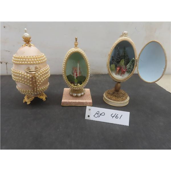 Vintage Fabergé-Style Eggs, Trinket Box, Water and Teddy Bear