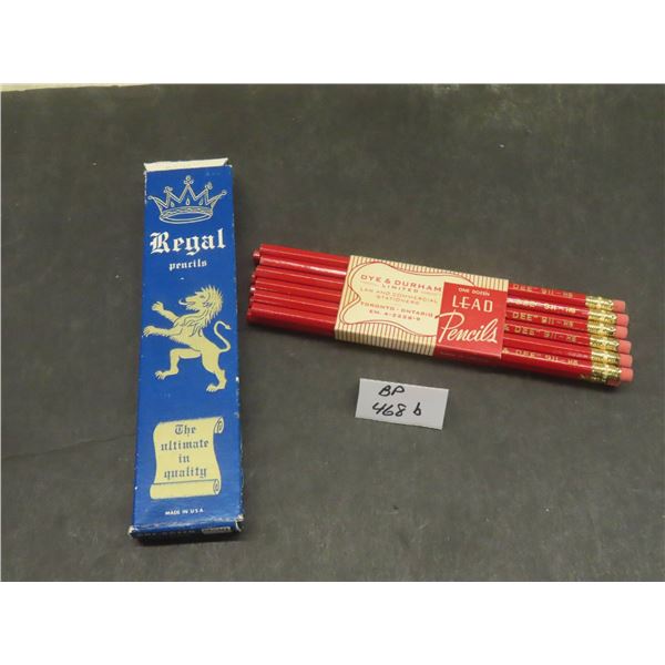 2 Packages of Vintage Old New Stock Pencils: 12 Dye and Durham and 12 Regal in Their Own Boxes