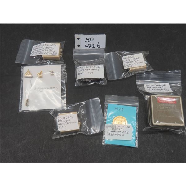 7 Vintage Pins With Advertising