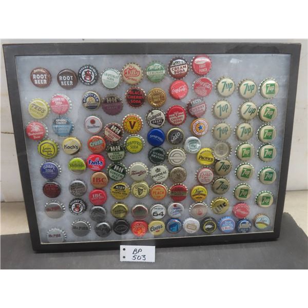 Glass Top Showcase 16" x 12" With 93 Collectible Bottle Caps