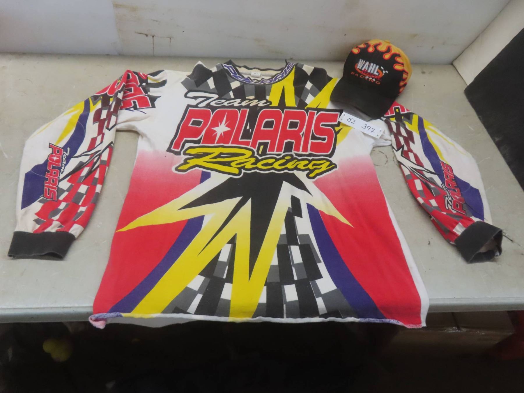 Polaris Racing Cap Polaris Racing Team Jersey, Size Large and Wahl Bros Racing Ball Cap