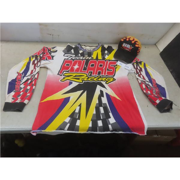 Polaris Racing Team Jersey, Size Large and Wahl Bros Racing Ball Cap