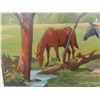Image 12 : 2 Framed Pictures, Tile Style 16" x 20" and Oil Painting 1964 22" x 27"