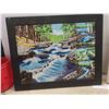 Image 2 : 2 Framed Pictures, Tile Style 16" x 20" and Oil Painting 1964 22" x 27"