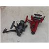 Image 15 : Fishing Tackle: Line, Lures, Pickerel Rigs, 2 Reels, Hooks, Rod and Reel and 2 Metal Signs