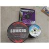 Image 8 : Fishing Tackle: Line, Lures, Pickerel Rigs, 2 Reels, Hooks, Rod and Reel and 2 Metal Signs