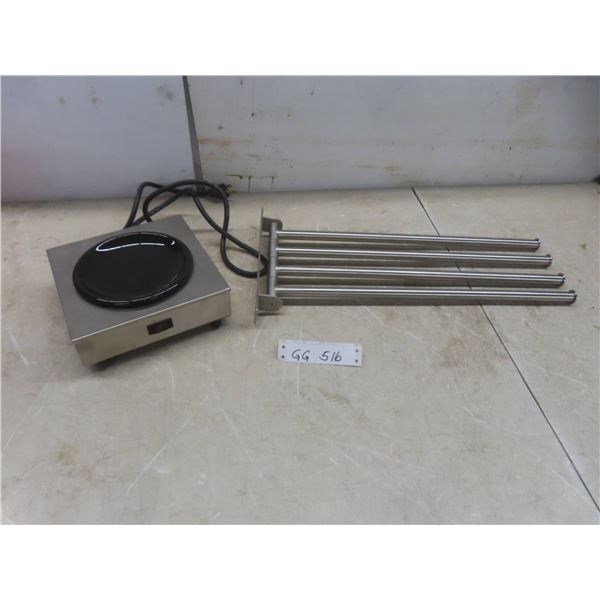 Single Serve Coffee Pot Warmer and Brushed Stainless 4-Pack Towel Holder