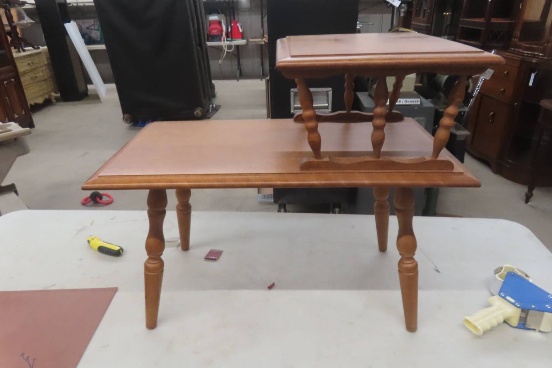 Mid-Century Modern Maple Step Up End Table 16