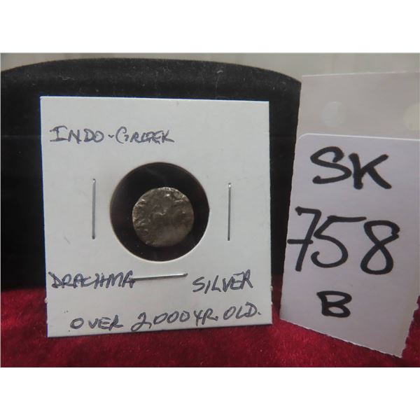 Indo-Greek Drachma Silver Coin, More Than 2,000 Years Old