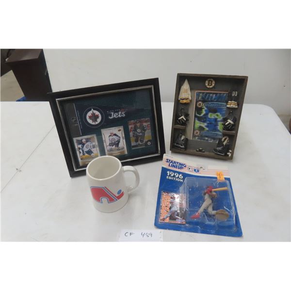 Winnipeg Jets Framed Cards, Ron Grant Figurine