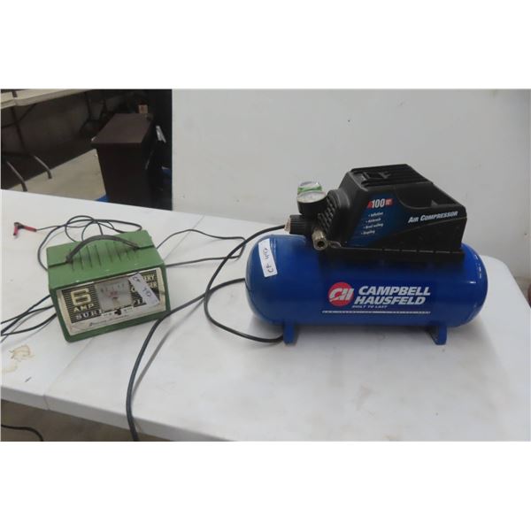 Campbell Hausfeld Air Compressor 3-Gal and Battery Charger 6V–12V