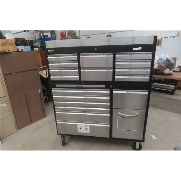 NXA Steel Rolling Tool Chest with Drawers and Integrated Mini-Fridge 65" x 54" x 18 1/2"