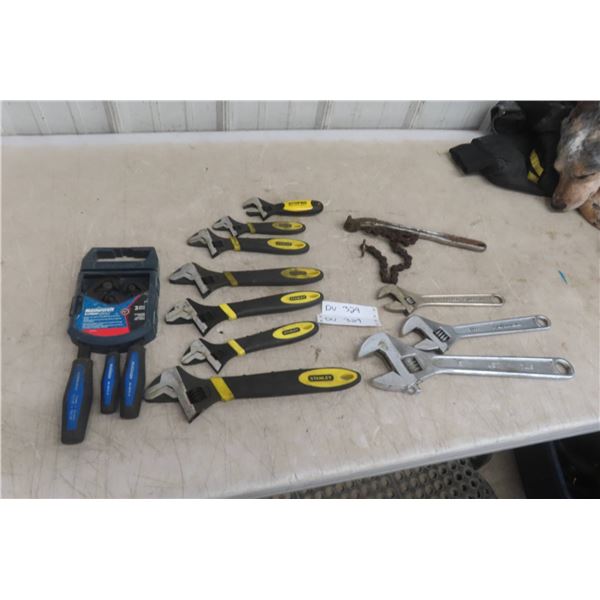 Adjustable Crescent Wrench; Chain Wrench; Pliers