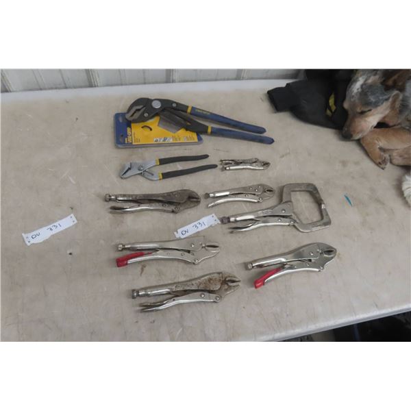 7 Vise Grips; 2 Pliers