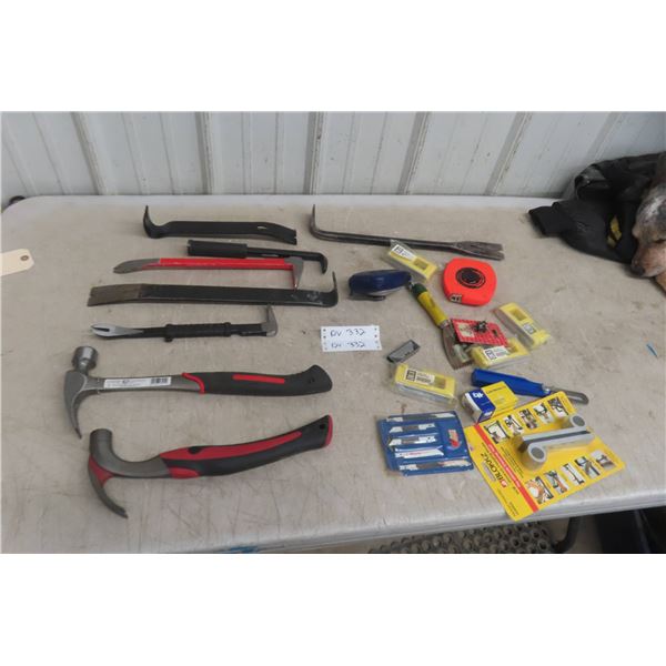 Framing Hammer; Nail Staple Puller; Chalk Line; Tape Measure; Carpentry Items