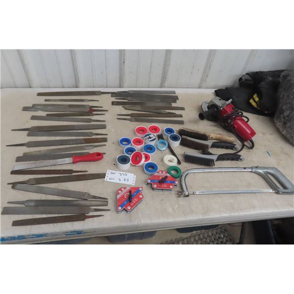 Power Angle Grinder, Hacksaw, Wire Brush, Teflon Tape, Welder Magnets