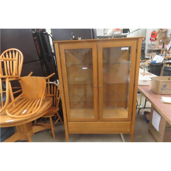 China Cabinet 2 Door w/ Bottom Drawer, 67" x 46" x 18" - 1 Panel Missing Glass