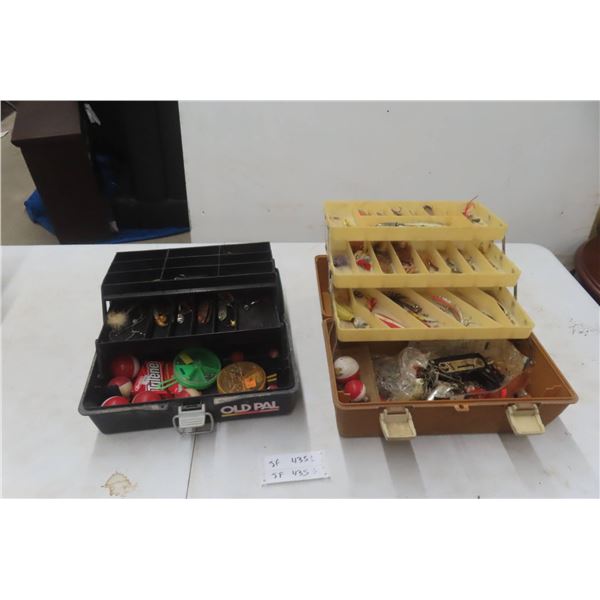 2 Fishing Tackle Boxes With Hooks and Lures