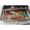 Image 5 : Vintage Aluminum Tackle Box With Fishing Gear