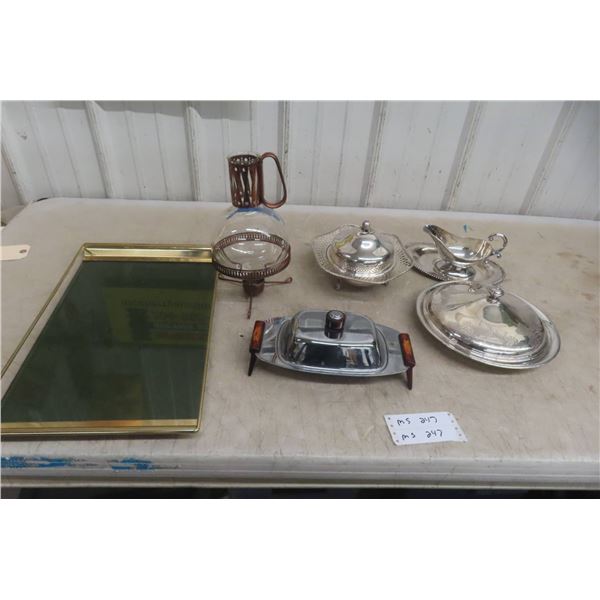 Silver-Plated Serveware and Glass Carafe