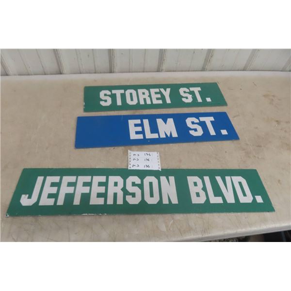 3 Street Signs Wpg Storey Elm Jefferson Largest 6" X 30"