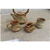 Image 3 : Pottery Tea Pot, Cups, Pots, Vintage Hanging Brass and Wood Light Fixture