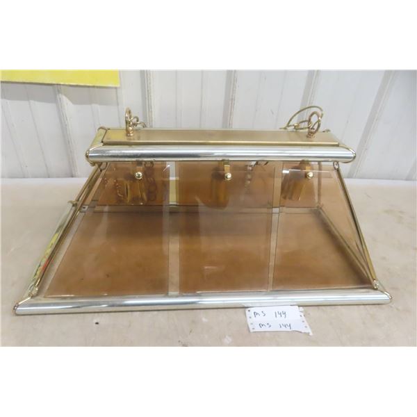 Brass and Glass Pendant Light Fixture with Chain